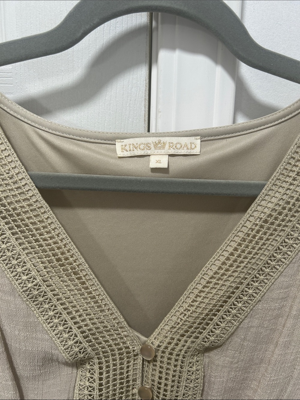 Boho Smocked Maxi Dress Taupe XL - Picture 2 of 5